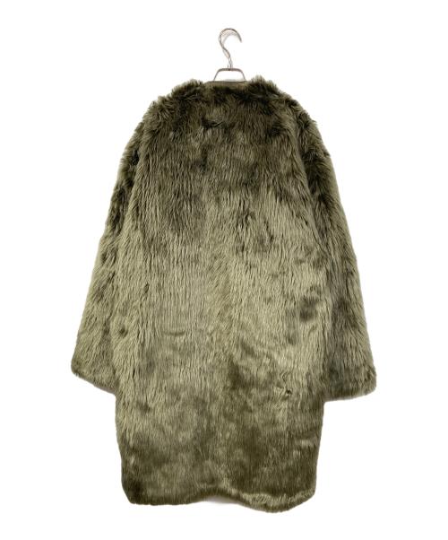 ALMOSTBLACK（オールモストブラック）ALMOSTBLACK (オールモストブラック) NO COLLER RIVER FUR COAT グリーン サイズ:FREE　の古着・服飾アイテム