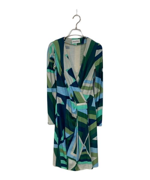 Emilio Pucci（エミリオ プッチ）Emilio Pucci (エミリオ プッチ) カシュクールワンピース グリーン サイズ:SIZE 34の古着・服飾アイテム