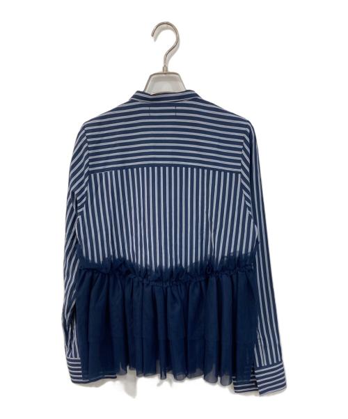 POPPY（ポピー）POPPY (ポピー) tulle docking flare shirt/チュールドッキングフレアシャツ ネイビー サイズ:FREEの古着・服飾アイテム