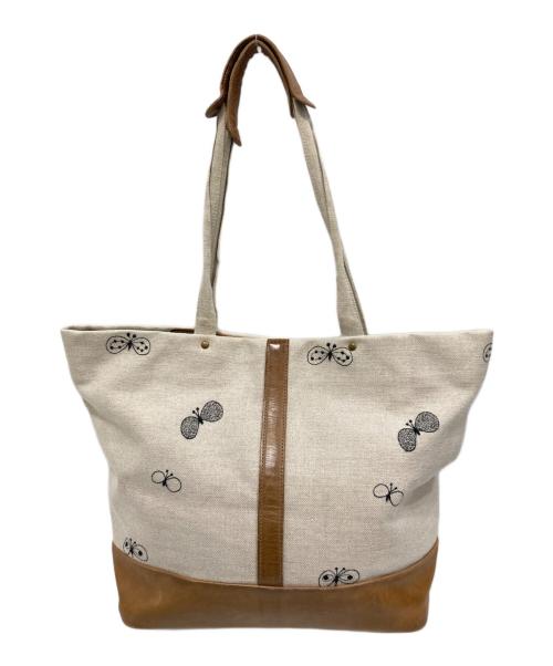 mina perhonen（ミナ ペルホネン）mina perhonen (ミナ ペルホネン) Calzone Bag/カルツォーネ バッグ ブラウン×ベージュの古着・服飾アイテム