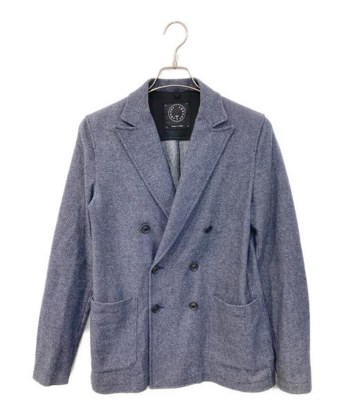 T-JACKET By TONELLO（ティージャケット バイ トネッロ）T-JACKET By TONELLO (ティージャケット バイ トネッロ) サマーニットジャガードダブルテーラードジャケット グレー サイズ:SIZE XSの古着・服飾アイテム
