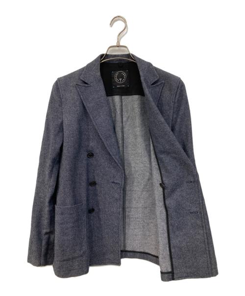 T-JACKET By TONELLO（ティージャケット バイ トネッロ）T-JACKET By TONELLO (ティージャケット バイ トネッロ) サマーニットジャガードダブルテーラードジャケット グレー サイズ:SIZE XSの古着・服飾アイテム