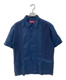 SUPREME（シュプリーム）の古着「Mesh Panel Linen S/S Shirt　メッシュパネルリネンS/Sシャツ」｜ネイビー