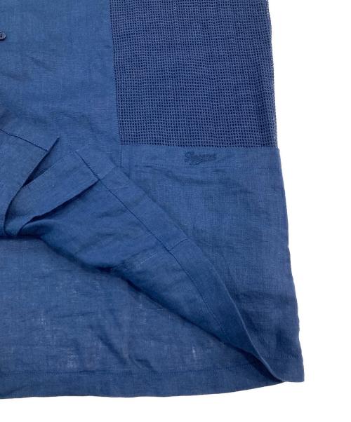 SUPREME（シュプリーム）SUPREME (シュプリーム) Mesh Panel Linen S/S Shirt　メッシュパネルリネンS/Sシャツ ネイビー サイズ:SIZE Mの古着・服飾アイテム