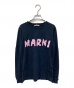 MARNIマルニ）の古着「ロゴロングスリーブカットソー」｜ネイビー