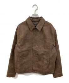 BANANA REPUBLIC（バナナリパブリック）の古着「ヴィーガンレザー トラッカージャケット」｜ブラウン