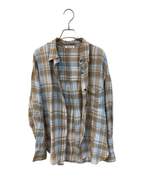 EVERYDAY I LIKE.（エヴリデイ アイ ライク）EVERYDAY I LIKE. (エヴリデイ アイ ライク) Vi/Li Check Wash シャツ/ヴィスコース/リネン チェック ウォッシュ シャツ ベージュ×ブルー サイズ:FREEの古着・服飾アイテム