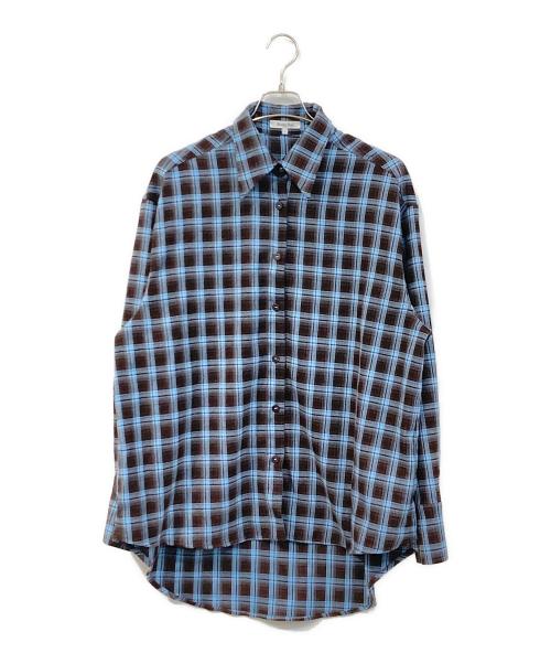 STUDIO DOE（スタジオドゥ）STUDIO DOE (スタジオドゥ) オーバーサイズチェックシャツ ブルー×ブラウン サイズ:SIZE Sの古着・服飾アイテム