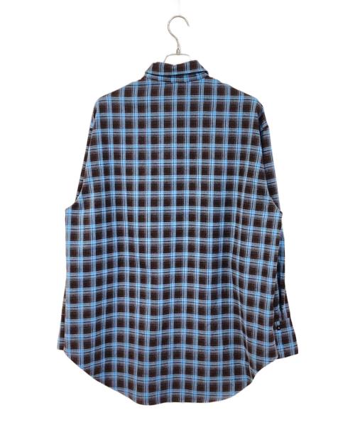 STUDIO DOE（スタジオドゥ）STUDIO DOE (スタジオドゥ) オーバーサイズチェックシャツ ブルー×ブラウン サイズ:SIZE Sの古着・服飾アイテム