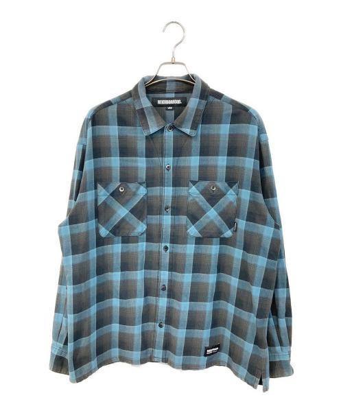 NEIGHBORHOOD（ネイバーフッド）NEIGHBORHOOD (ネイバーフッド) HALF HOMBRE CHECK SHIRT/ハーフ オンブレ チェック シャツ ブルー サイズ:SIZE Lの古着・服飾アイテム