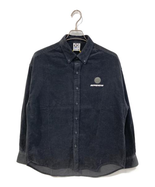 Aape BY A BATHING APE（エーエイプ バイ アベイシングエイプ）AAPE BY A BATHING APE (エーエイプ バイ アベイシングエイプ) コーデュロイシャツ ブラック サイズ:SIZE Sの古着・服飾アイテム