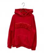 SUPREMEシュプリーム）の古着「Patent/Chenillr Arc Logo Hooded Sweatshirt」｜レッド