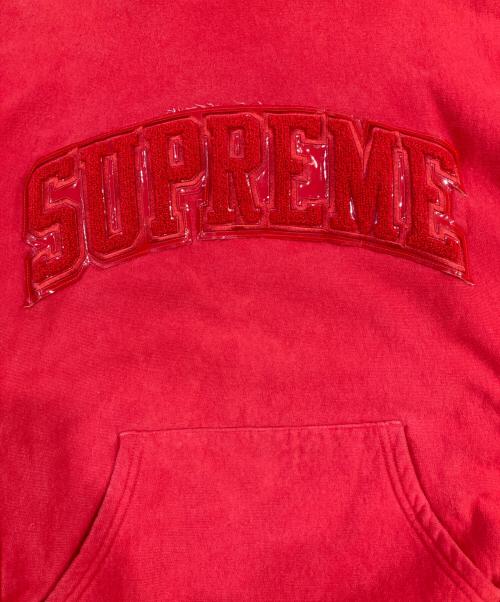 SUPREME（シュプリーム）SUPREME (シュプリーム) Patent/Chenillr Arc Logo Hooded Sweatshirt レッド サイズ:SIZE Mの古着・服飾アイテム