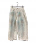 Ameriアメリ）の古着「WIDE SIDE TUCK PAINT DENIM PANT/ワイド サイド タック ペイント デニム パンツ」｜アイボリー