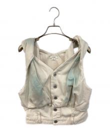 Ameri（アメリ）の古着「TWIST SHOULDER PAINT DENIM TOP/ツイスト ショルダー ペイント デニム トップ」｜アイボリー