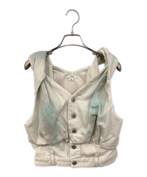 Ameri（アメリ）AMERI (アメリ) TWIST SHOULDER PAINT DENIM TOP/ツイスト ショルダー ペイント デニム トップ アイボリー サイズ:SIZE Sの古着・服飾アイテム