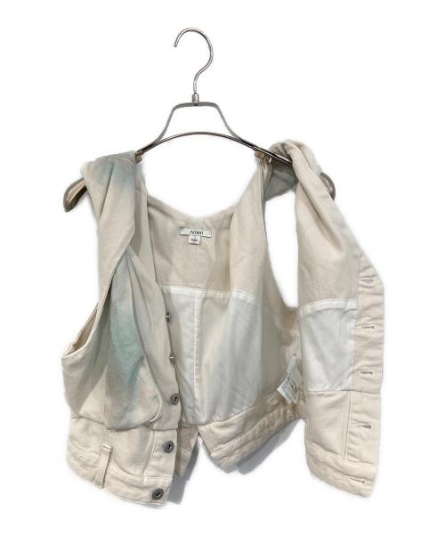 Ameri（アメリ）AMERI (アメリ) TWIST SHOULDER PAINT DENIM TOP/ツイスト ショルダー ペイント デニム トップ アイボリー サイズ:SIZE Sの古着・服飾アイテム