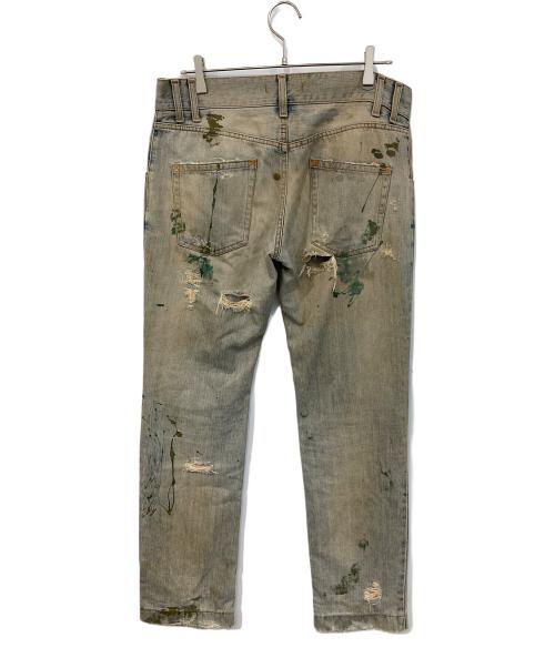 DOLCE & GABBANA（ドルチェ＆ガッバーナ）DOLCE & GABBANA (ドルチェ＆ガッバーナ) ペイントハードダメージ＆リペア加工 デニムパンツ インディゴ サイズ:48の古着・服飾アイテム