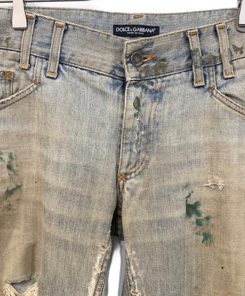 DOLCE & GABBANA（ドルチェ＆ガッバーナ）DOLCE & GABBANA (ドルチェ＆ガッバーナ) ペイントハードダメージ＆リペア加工 デニムパンツ インディゴ サイズ:48の古着・服飾アイテム