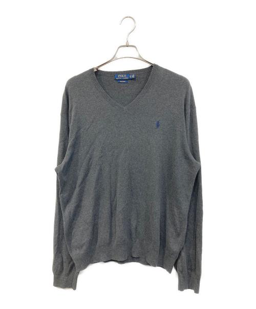 POLO RALPH LAUREN（ポロ・ラルフローレン）POLO RALPH LAUREN (ポロ・ラルフローレン) Vﾈｯｸニット グレー サイズ:SIZE XLの古着・服飾アイテム