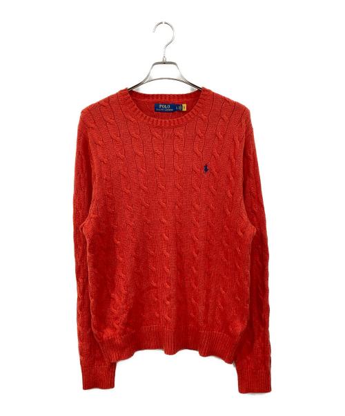 POLO RALPH LAUREN（ポロ・ラルフローレン）POLO RALPH LAUREN (ポロ・ラルフローレン) ケーブルニット レッド サイズ:SIZE Lの古着・服飾アイテム