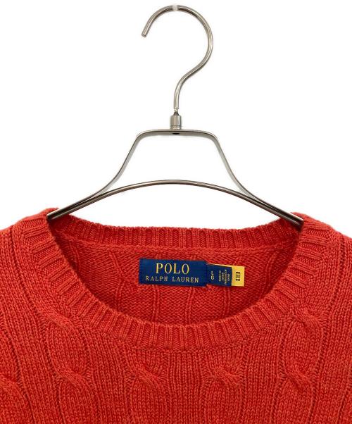 POLO RALPH LAUREN（ポロ・ラルフローレン）POLO RALPH LAUREN (ポロ・ラルフローレン) ケーブルニット レッド サイズ:SIZE Lの古着・服飾アイテム