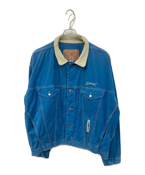 DIESEL（ディーゼル）DIESEL (ディーゼル) 襟レザートラッカージャケット ブルー サイズ:SIZE XXLの古着・服飾アイテム