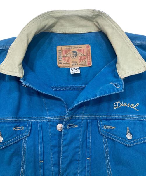 DIESEL（ディーゼル）DIESEL (ディーゼル) 襟レザートラッカージャケット ブルー サイズ:SIZE XXLの古着・服飾アイテム