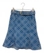 BURBERRY BLUE LABELバーバリー ブルー レーベル）の古着「ベルト付きフレアスカート」｜インディゴ