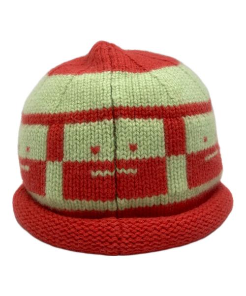 Acne studios（アクネ ストゥディオズ）Acne studios (アクネ ストゥディオズ) ニット帽 レッド×グリーン サイズ:サイズ表記なしの古着・服飾アイテム