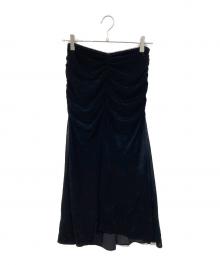 FETICO（フェティコ）の古着「VELVET TULLE GATHERED SKIRT/ベルベット チュール ギャザースカート」｜ブラック