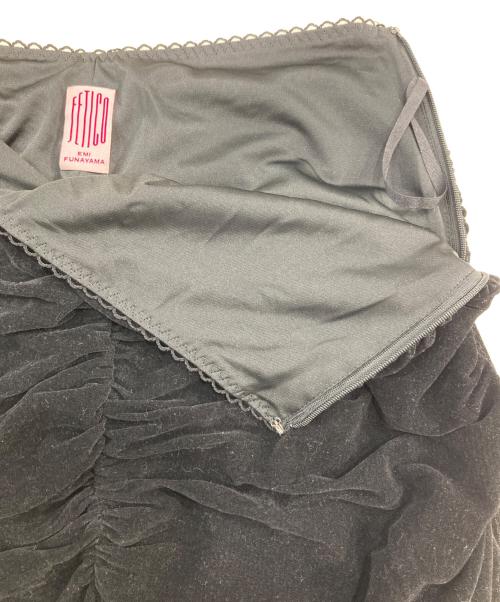 FETICO（フェティコ）FETICO (フェティコ) VELVET TULLE GATHERED SKIRT/ベルベット チュール ギャザースカート ブラック サイズ:SIZE 34の古着・服飾アイテム