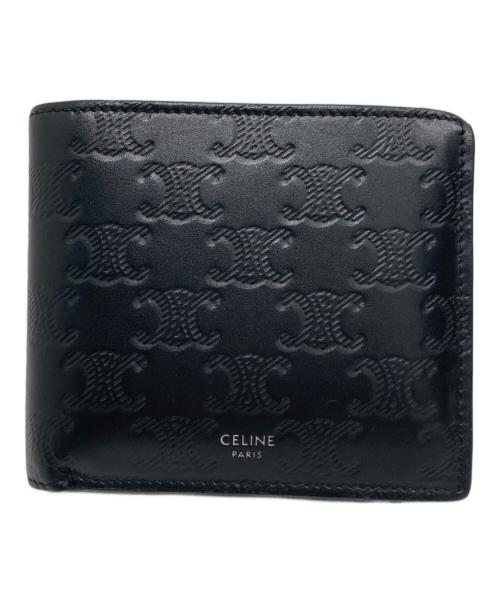 CELINE（セリーヌ）CELINE (セリーヌ) トリオンフ柄バイフォールドウォレット ブラックの古着・服飾アイテム