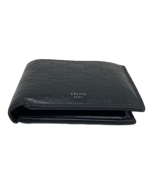 CELINE（セリーヌ）CELINE (セリーヌ) トリオンフ柄バイフォールドウォレット ブラックの古着・服飾アイテム
