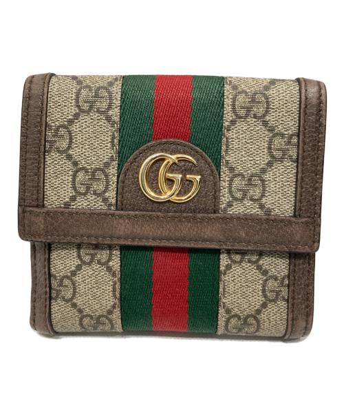 GUCCI（グッチ）GUCCI (グッチ) フレンチフラップウォレット ブラウンの古着・服飾アイテム