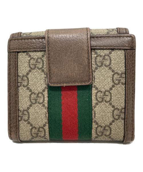 GUCCI（グッチ）GUCCI (グッチ) フレンチフラップウォレット ブラウンの古着・服飾アイテム