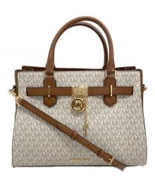 MICHAEL KORS（マイケルコース）の古着「LANDON サッチェル ミディアム MKシグネチャーバッグ」｜ブラウン×ベージュ