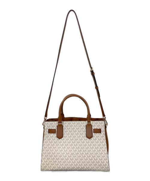 MICHAEL KORS（マイケルコース）MICHAEL KORS (マイケルコース) LANDON サッチェル ミディアム MKシグネチャーバッグ ブラウン×ベージュの古着・服飾アイテム