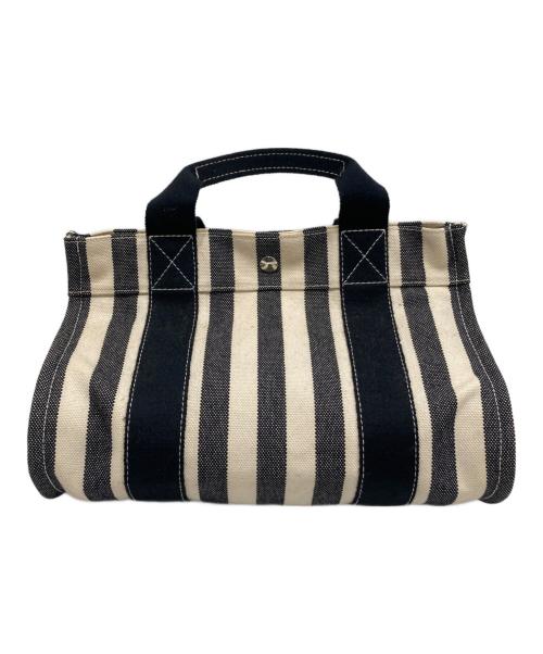HERMES（エルメス）HERMES (エルメス) カンヌ キャンバストートバッグ ホワイト×ブラックの古着・服飾アイテム
