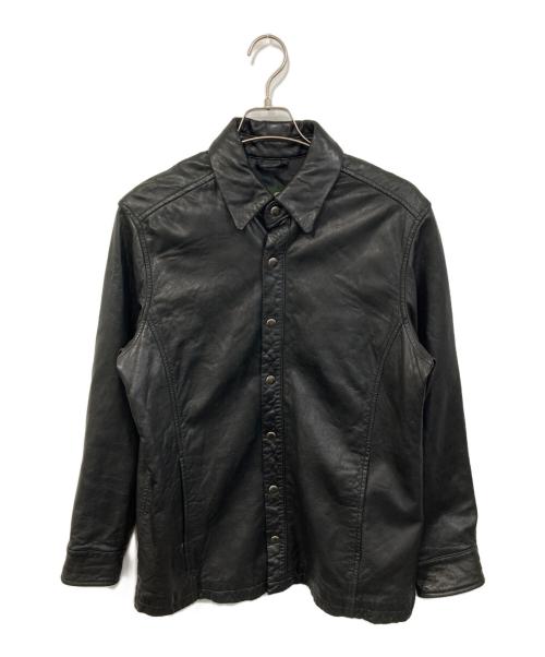 Eddie Bauer（エディーバウアー）Eddie Bauer (エディーバウアー) レザーシャツ ブラック サイズ:SIZE Sの古着・服飾アイテム