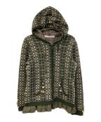 PINK HOUSEピンクハウス）の古着「ニットジップパーカー」｜グリーン