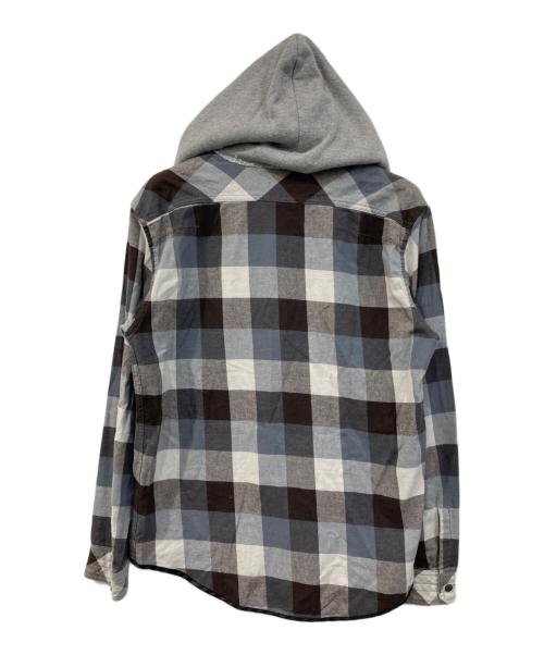 NUMBER (N)INE（ナンバーナイン）NUMBER (N)INE (ナンバーナイン) フード付きチェックシャツ グレー サイズ:SIZE 4の古着・服飾アイテム