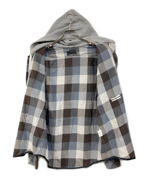 NUMBER (N)INE（ナンバーナイン）NUMBER (N)INE (ナンバーナイン) フード付きチェックシャツ グレー サイズ:SIZE 4の古着・服飾アイテム