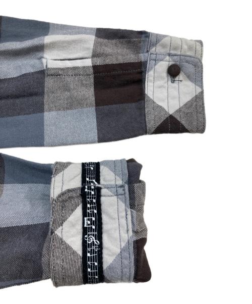 NUMBER (N)INE（ナンバーナイン）NUMBER (N)INE (ナンバーナイン) フード付きチェックシャツ グレー サイズ:SIZE 4の古着・服飾アイテム