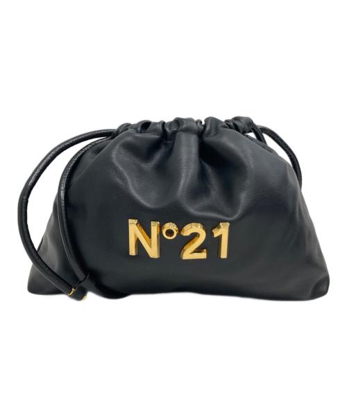 N°21（ヌメロヴェントゥーノ）N°21 (ヌメロヴェントゥーノ) ロゴレザー巾着ショルダーバッグ ブラックの古着・服飾アイテム