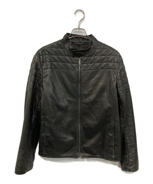 ARMANI COLLEZIONI（アルマーニ コレツィオーニ）ARMANI COLLEZIONI (アルマーニ コレツィオーニ) レザージャケット ブラック サイズ:SIZE 48の古着・服飾アイテム