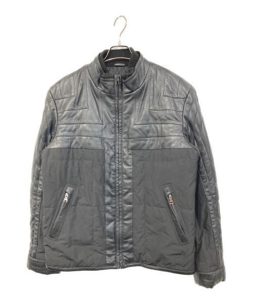 HUGO BOSS（ヒューゴ ボス）HUGO BOSS (ヒューゴ ボス) 切替シープレザージャケット ブラック サイズ:SIZE 52の古着・服飾アイテム