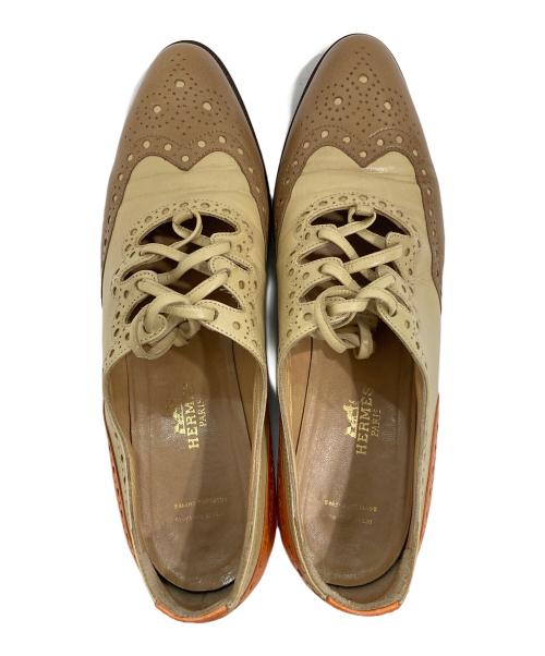 HERMES（エルメス）HERMES (エルメス) ウィングチップ レースアップシューズ ベージュ サイズ:36の古着・服飾アイテム