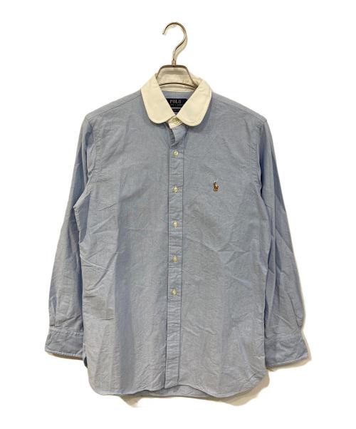 POLO RALPH LAUREN（ポロ・ラルフローレン）POLO RALPH LAUREN (ポロ・ラルフローレン) ラウンドカラー ロングスリーブシャツ ブルー サイズ:15の古着・服飾アイテム