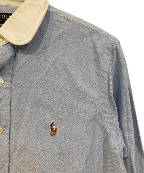 POLO RALPH LAUREN（ポロ・ラルフローレン）POLO RALPH LAUREN (ポロ・ラルフローレン) ラウンドカラー ロングスリーブシャツ ブルー サイズ:15の古着・服飾アイテム